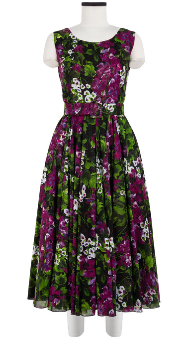 Aster Dress Boat Neck Mini Cap Sleeve Midi Length Cotton Musola (Bell Flower New)