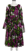 Aster Dress Boat Neck Mini Cap Sleeve Midi Length Cotton Musola (Bell Flower New)