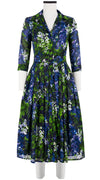 Audrey Dress #4 Shirt Collar 3/4 Sleeve Midi Length Cotton Musola (Bell Flower New)