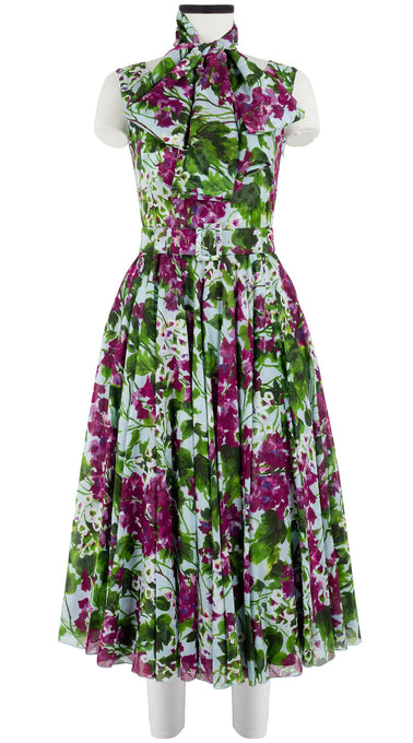 Aster Dress Boat Neck Mini Cap Sleeve Midi Length Cotton Musola (Bell Flower New)