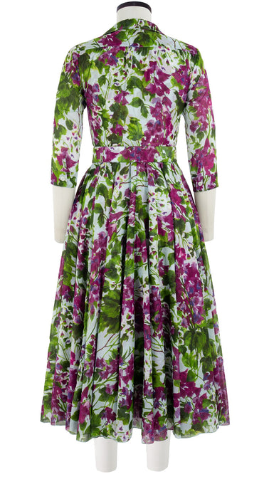 Aster Dress Shirt Collar 3/4 Sleeve Midi Length Cotton Musola (Bell Flower New)