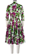 Audrey Dress #2 Shirt Collar 3/4 Sleeve Long Length Cotton Stretch (Bell Flower New)