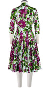 Audrey Dress #2 Shirt Collar 3/4 Sleeve Long Length Cotton Stretch (Bell Flower New)