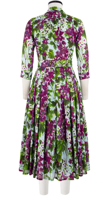 Audrey Dress #4 Shirt Collar 3/4 Sleeve Midi Length Cotton Musola (Bell Flower New)