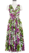 Vivien Dress #1 V Neck Sleeveless Midi Plus Length Cotton Musola (Bell Flower New)