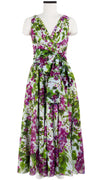 Vivien Dress #1 V Neck Sleeveless Midi Plus Length Cotton Musola (Bell Flower New)