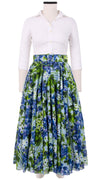 Aster Skirt #1 with Belt Midi Length Cotton Musola (Bell Flower New)