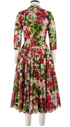 Aster Dress Shirt Collar 3/4 Sleeve Midi Length Cotton Musola (Bell Flower New)