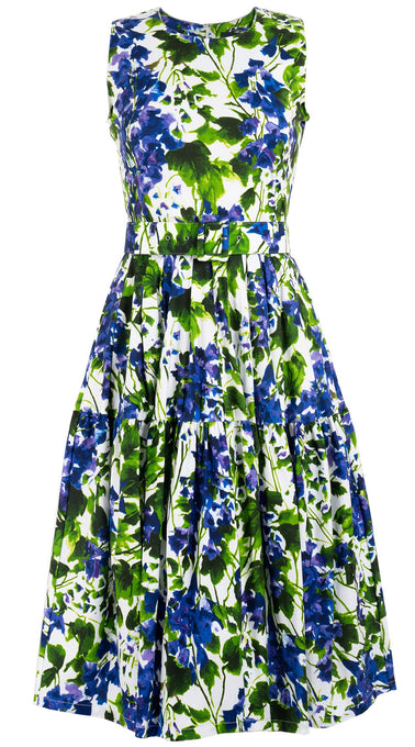 Rose Dress Crew Neck Sleeveless Long Length Cotton Stretch (Bell Flower New)