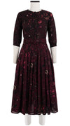 Audrey Dress #4 Jewel Neck Shirt 3/4 Sleeve Midi Length Silk GGT with Musola (Botanic New Small Dark)