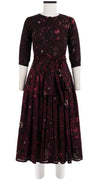 Audrey Dress #4 Jewel Neck Shirt 3/4 Sleeve Midi Length Silk GGT with Musola (Botanic New Small Dark)