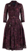 Audrey Dress #6 Shirt Collar 3/4 Sleeve Long Length Cotton Musola (Botanic New Small Dark)