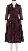 Audrey Dress #6 Shirt Collar 3/4 Sleeve Long Length Cotton Musola (Botanic New Small Dark)