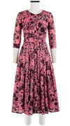 Audrey Dress Crew Neck Shirt 3/4 Sleeve Midi Length Cotton Musola (Botanic New Small Pastel)