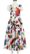 Aster Dress Boat Neck Mini Cap Sleeve Midi Length Cotton Musola (Botanic Watercolor)