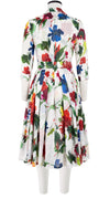 Audrey Dress #4 Shirt Collar 3/4 Sleeve Long Length Cotton Musola (Botanic Watercolor)