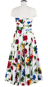 Carol Dress Tube Strapless with Hamilton Belt Midi Plus Length Cotton Stretch (Botanic Watercolor)