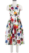 Florance Dress #2 Crew Neck Sleeveless Long Length Cotton Musola (Botanic Watercolor)