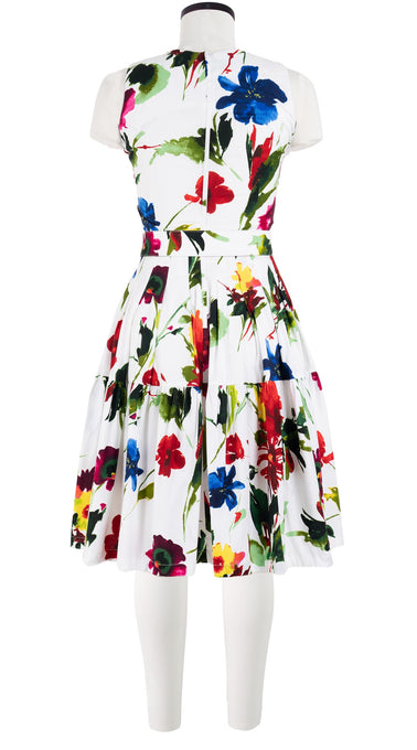 Rose Dress Crew Neck Sleeveless Cotton Stretch (Botanic Watercolor)
