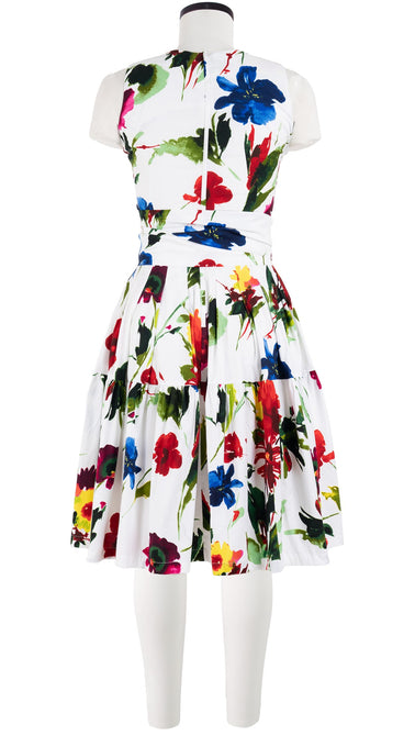 Rose Dress Crew Neck Sleeveless Cotton Stretch (Botanic Watercolor)