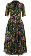 Avenue Dress Shirt Collar 1/2 Sleeve Midi Length Cotton Musola (Botanical Makintosh)
