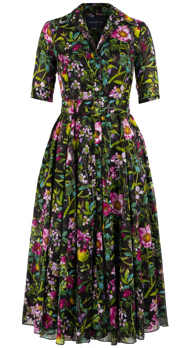 Avenue Dress Shirt Collar 1/2 Sleeve Midi Length Cotton Musola (Botanical Makintosh)