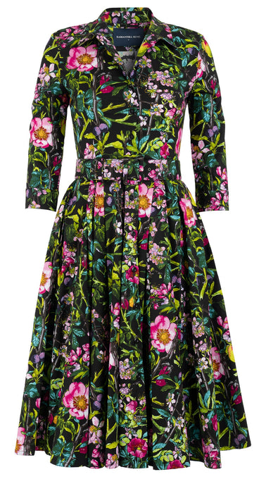 Laurent Dress Shirt Collar 3/4 Sleeve Long Length Cotton Stretch (Botanical Makintosh)