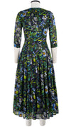 Audrey Dress #4 Crew Neck 3/4 Sleeve Midi Plus Length Cotton Musola (Botanical Makintosh)