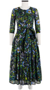 Audrey Dress #4 Crew Neck 3/4 Sleeve Midi Plus Length Cotton Musola (Botanical Makintosh)