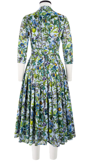 Audrey Dress #4 Shirt Collar 3/4 Sleeve Midi Length Cotton Musola (Botanical Makintosh)