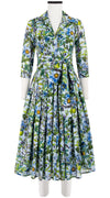 Audrey Dress #4 Shirt Collar 3/4 Sleeve Midi Length Cotton Musola (Botanical Makintosh)