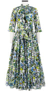 Eden Dress Crew Neck 3/4 Sleeve with Hamilton Belt Maxi Length Cotton Musola (Botanical Makintosh)