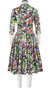 Audrey Dress #2 Shirt Collar 3/4 Sleeve Long Length Cotton Stretch (Botanical Makintosh)