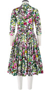 Audrey Dress #2 Shirt Collar 3/4 Sleeve Long Length Cotton Stretch (Botanical Makintosh)