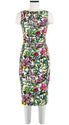 Celine Dress High Boat Neck Sleeveless with Hamilton Belt Long Length Cotton Dobby Stretch (Botanical Makintosh)