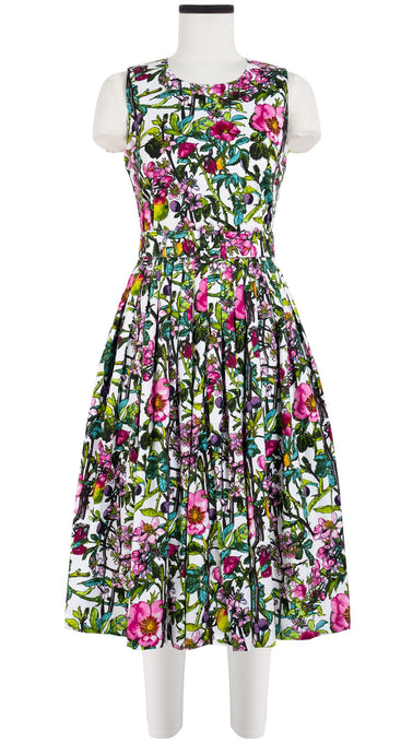 Florance Dress #2 Crew Neck Sleeveless Long Length Cotton Stretch (Botanical Makintosh)