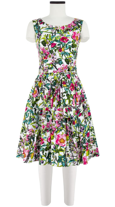 Rachel Dress Boat Neck Sleeveless Cotton Stretch (Botanical Makintosh)