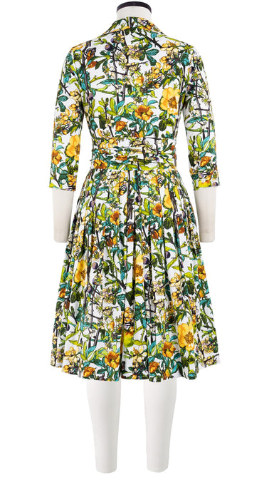 Audrey Dress #2 Shirt Collar 3/4 Sleeve Cotton Stretch (Botanical Makintosh)