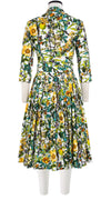 Audrey Dress #2 Shirt Collar 3/4 Sleeve Long Length Cotton Stretch (Botanical Makintosh)