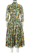 Audrey Dress #4 Shirt Collar 3/4 Sleeve Midi Length Cotton Musola (Botanical Makintosh)