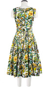Florance Dress #2 Boat Neck Mini Cap Sleeve Long Length Cotton Stretch (Botanical Makintosh)