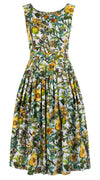 Florance Dress #2 Boat Neck Mini Cap Sleeve Long Length Cotton Musola (Botanical Makintosh)