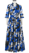 Eden Dress Crew Neck 3/4 Sleeve with Hamilton Belt Maxi Length Cotton Musola (Brush Block White)