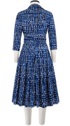 Audrey Dress #4 Shirt Collar 3/4 Sleeve Long Length Cotton Stretch (Brushed Dots Small)