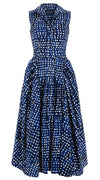 Clara Dress Shirt Collar Sleeveless Midi Length Cotton Stretch (Brushed Dots Small)