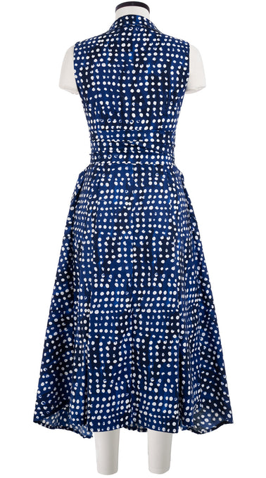 Clara Dress Shirt Collar Sleeveless Midi Length Cotton Stretch (Brushed Dots Small)