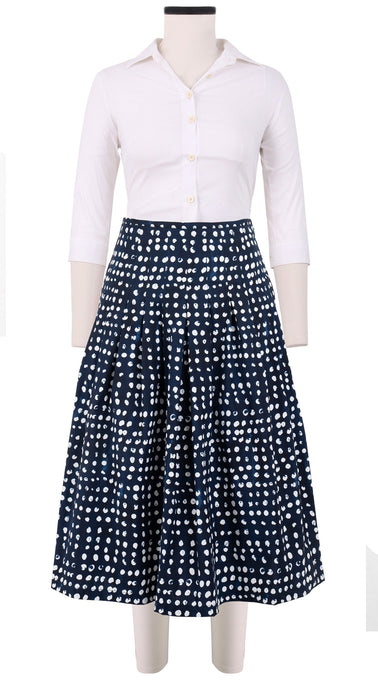 Zelda Skirt Long Length Cotton Stretch (Brushed Dots Small)