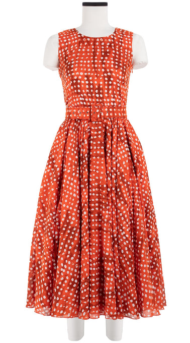 Aster Dress Crew Neck Sleeveless Midi Length Cotton Musola (Brushed Dots Small)