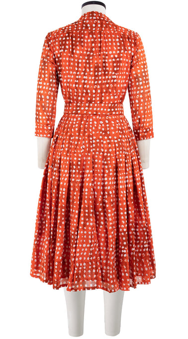 Audrey Dress #4 Shirt Collar 3/4 Sleeve Long Length Cotton Musola (Brushed Dots Small)