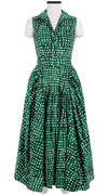 Clara Dress Shirt Collar Sleeveless Midi Length Cotton Stretch (Brushed Dots Small)
